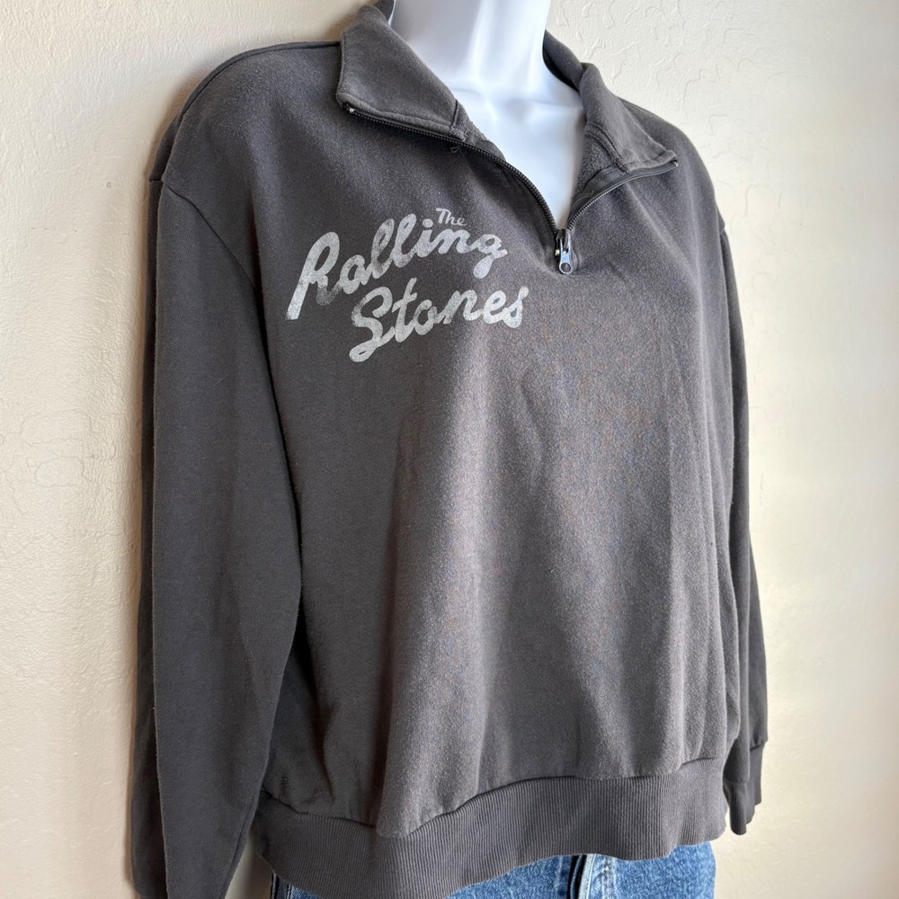 The Rolling Stones Womens Sweatshirt Medium 1/4 Zip Graphic‎ Pullover